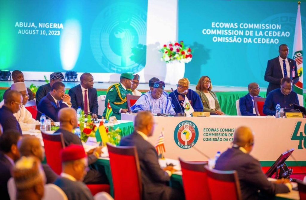 ECOWAS Mediation and Security Council meeting in Abuja, Nigeria, discussing West Africa’s political crisis and regional state of emergency